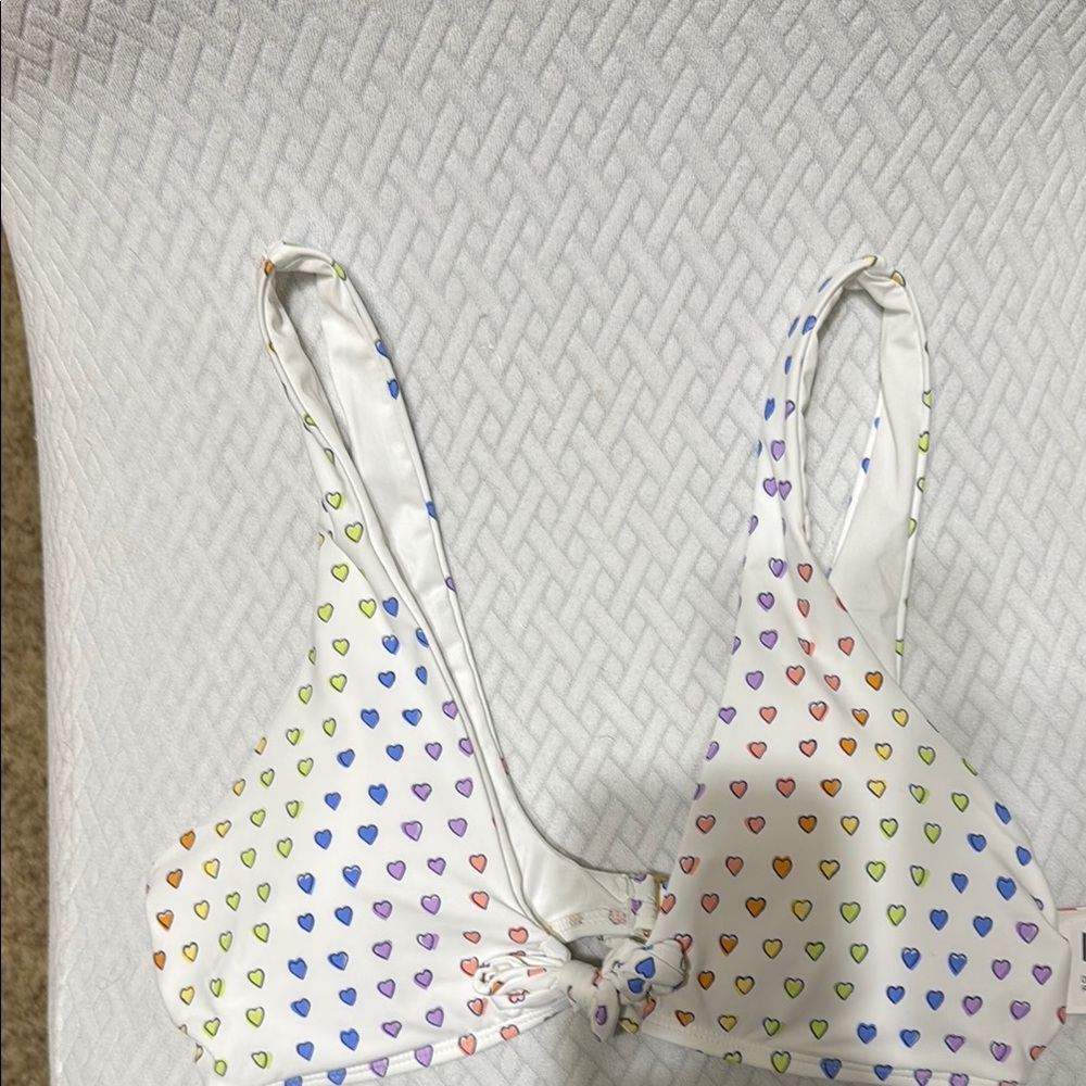 Roller Rabbit Disco Hearts Tie Front Bikini Top NWT size Medium